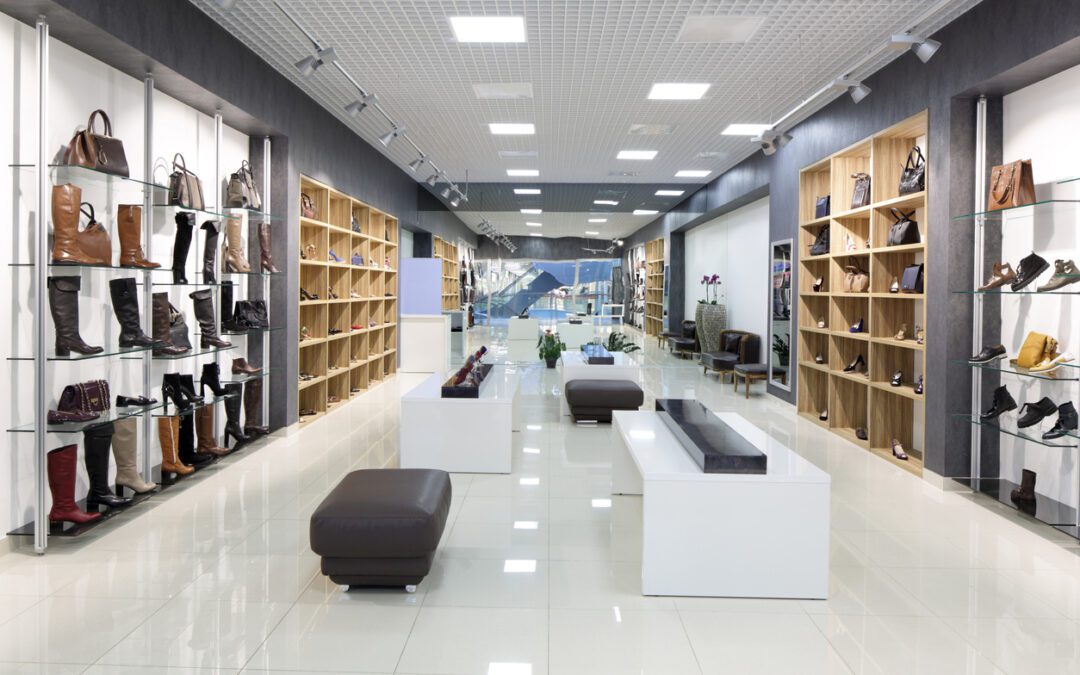 a store with shelves and shoes - daylighting solutions for retail market